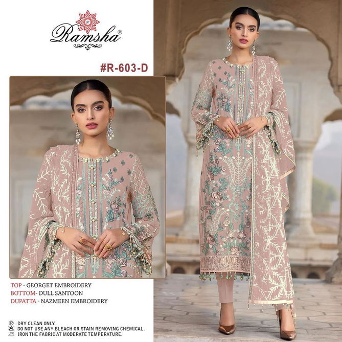 Ramsha R 603 Nx Georgette Pakistani Salwar Suits Catalog
